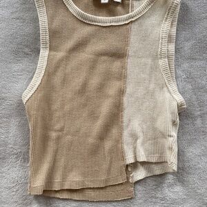 Asymmetrical tan top